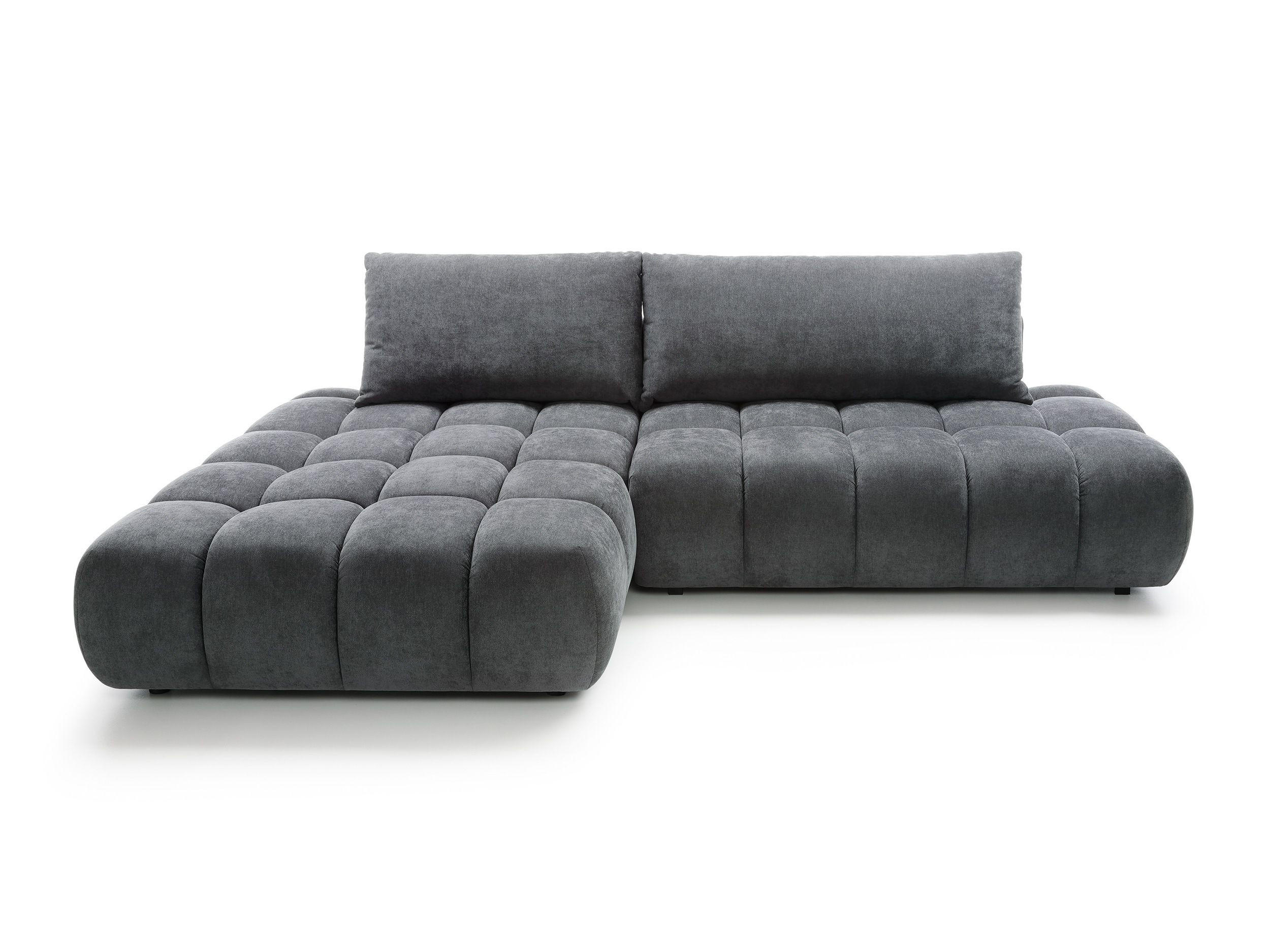ECKSOFA GARDA Grau Chenille mit Schlaffunktion - Grau, Holz (280/131cm) - MASSENO