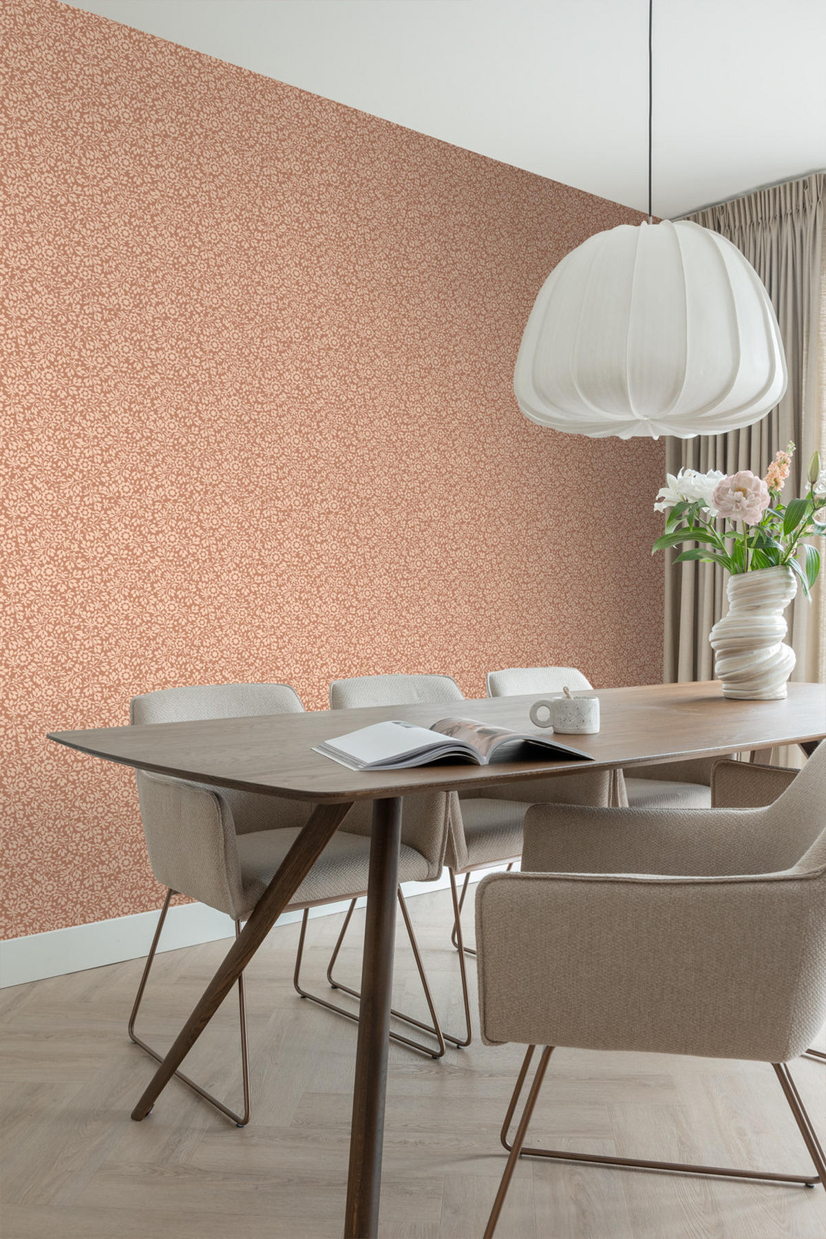 TAPETE Blumen 50 x 900 cm - Terracotta, Papier (50/900cm) - ESTAhome