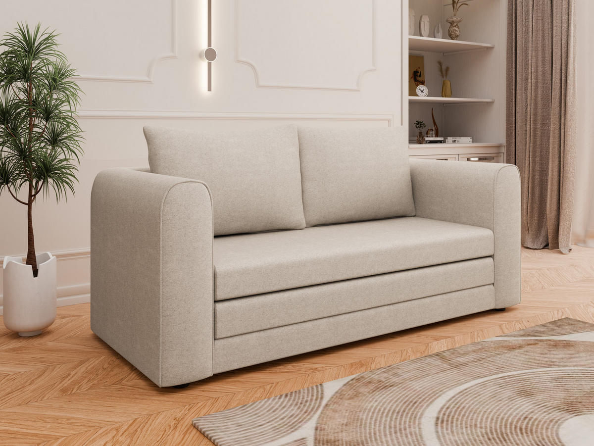 SCHLAFSOFA Arelis Schlafsofa mit Bettfunktion, beige - Beige, Holz (160/78/69cm) - Panda Möbel