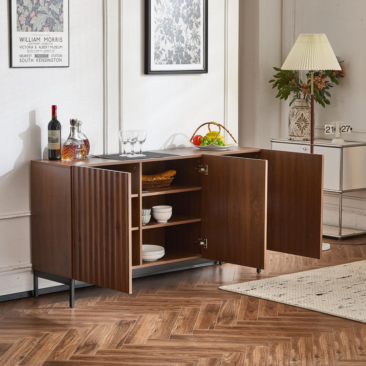 SIDEBOARD 150/40/80 cm Dunkelbraun aus MDF mit verstellbaren Einlegeböden - Dunkelbraun, Holzwerkstoff (40/80/150cm) - OKMYHOME