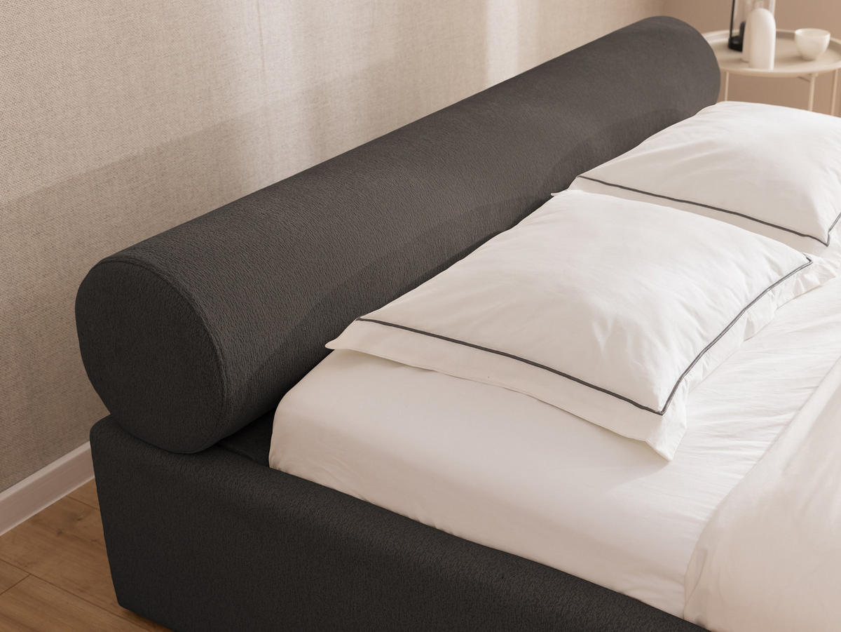 POLSTERBETT 160/200 cm Josy im Designer-Look mit Bettkasten und Lattenrost aus Anthrazit Chenille-Stoff - Anthrazit/Schwarz, Holz/Kunststoff (160/200cm) - S-Style Möbel