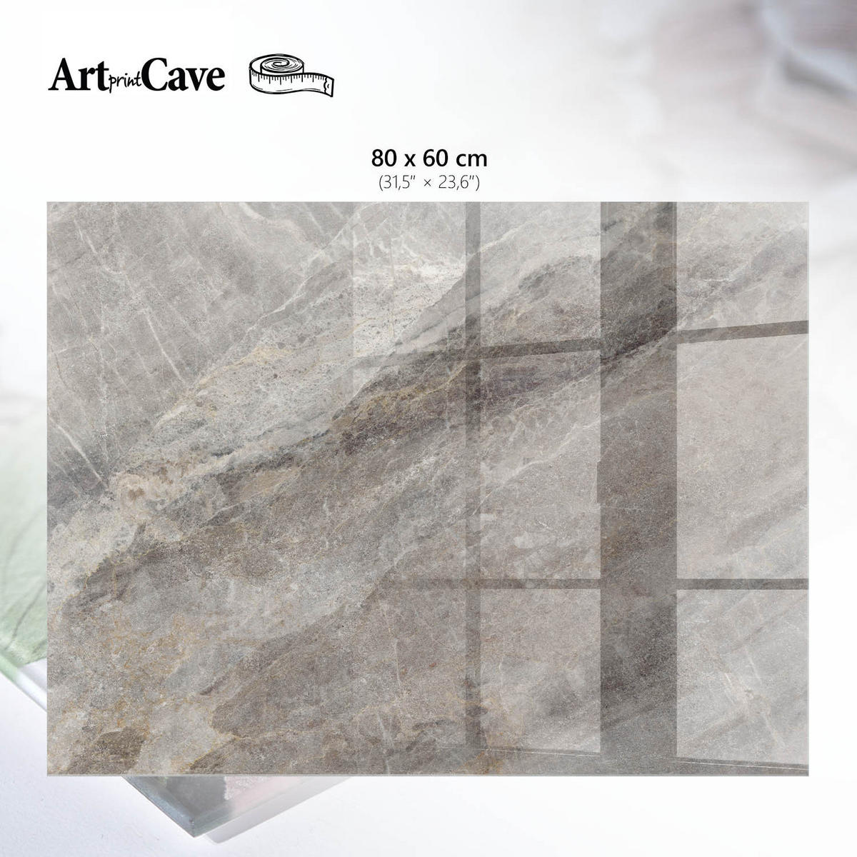 GLASPLATTE 80x60 cm – Steintextur - Braun, Glas (0.4/80/60cm) - ArtPrintCave