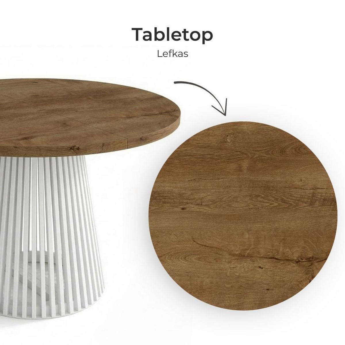 ESSTISCH runder ausziehbarer Tisch für Esszimmer DOVER 110 / 210 cm, Farbe: Eiche Lefkas / Weiß - Dunkelbraun/Weiß, Holz (210/110/77cm) - Dekori_Interiors