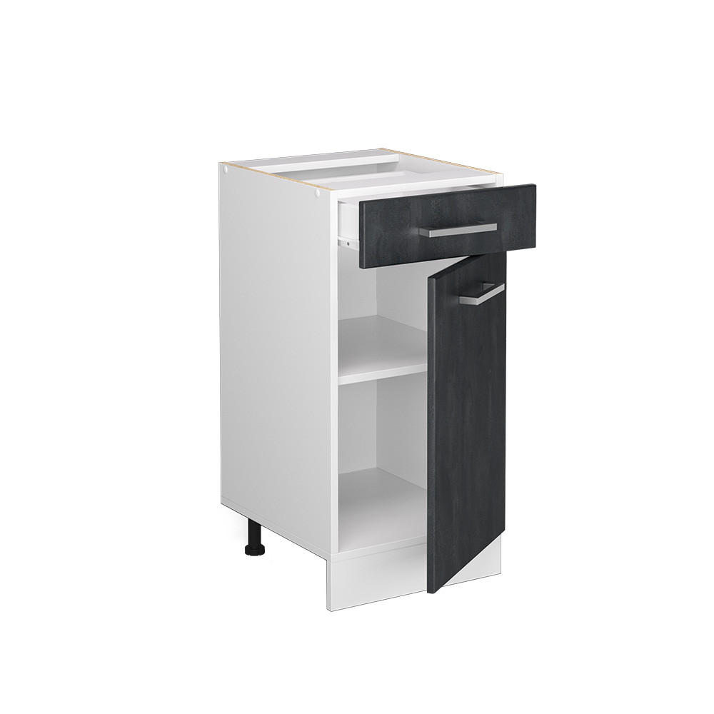 KÜCHENUNTERSCHRANK R-Line Schwarz Beton 40 cm ohne Arbeitsplatte - Schwarz/Weiß, Holzwerkstoff (40/81.6/46cm) - Vicco