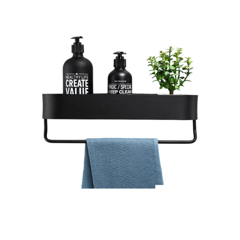 DUSCHREGAL , Badezimmer-Aufbewahrungsregal - Schwarz, Metall (9.5/12.5/30cm) - BELZ