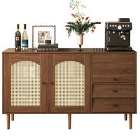SIDEBOARD im Landhausstil 130 x 40 x 75,5 cm Holzoptik mit Rattantüren - Braun, Holzwerkstoff (130/75.5/40cm) - Meubliv