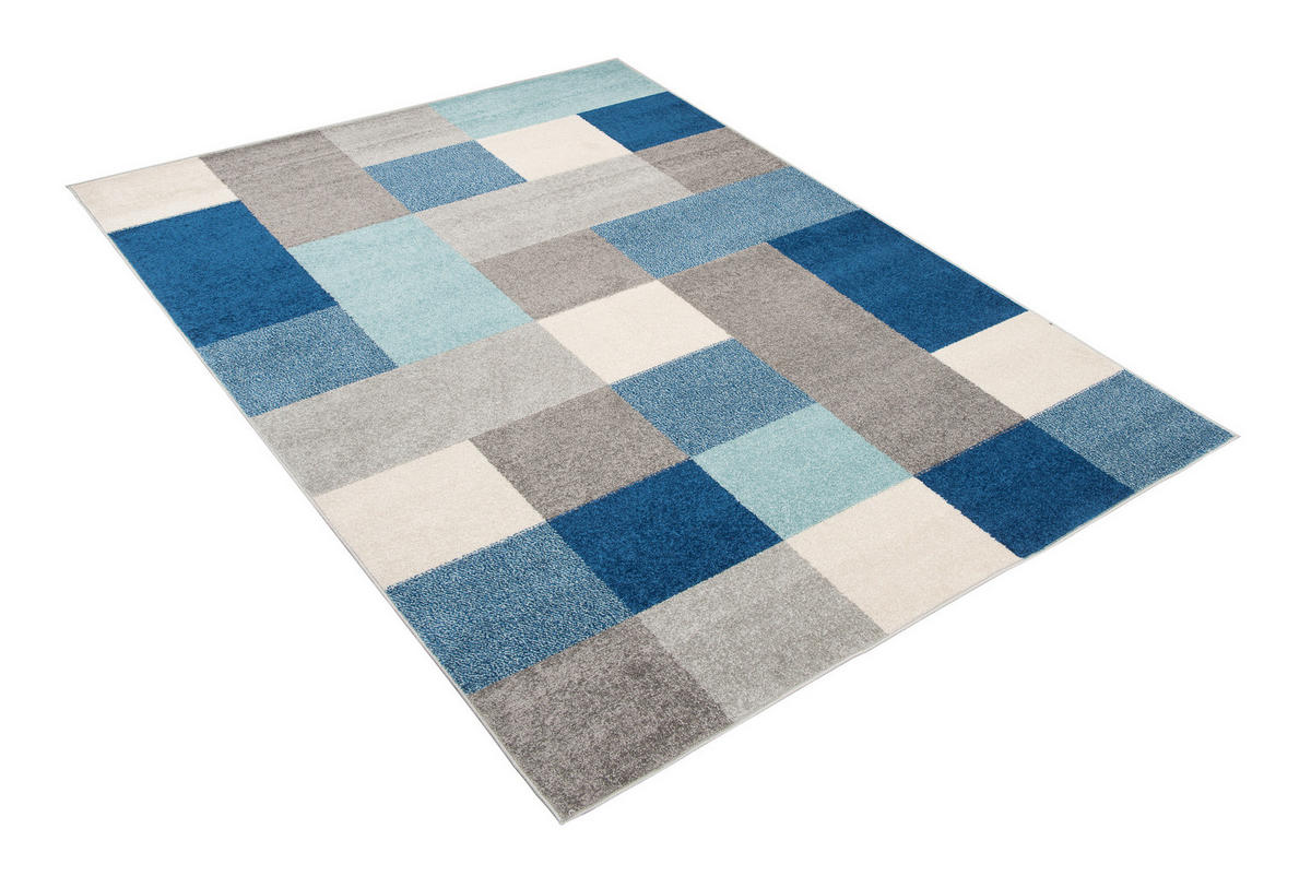 TEPPICH LAZUR Grau 200/200 cm - Blau/Weiß, Kunststoff (200/200cm) - Tapiso