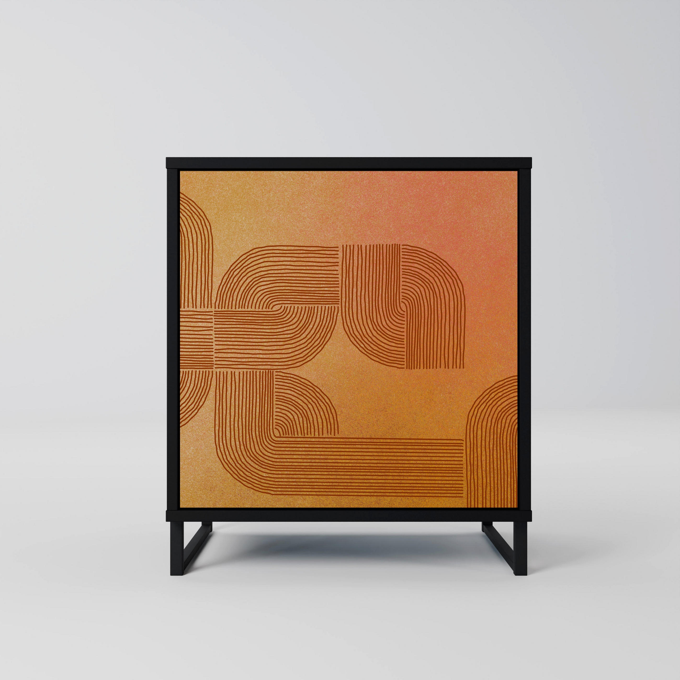SIDEBOARD STRENGTHENING RELATION, Schwarz, 57,5x42x67,5 cm, Schwarze Metall-Rahmenfüße - Multicolor/Schwarz, Holzwerkstoff/Metall (57.5/67.5/42cm) - SpaceRebels