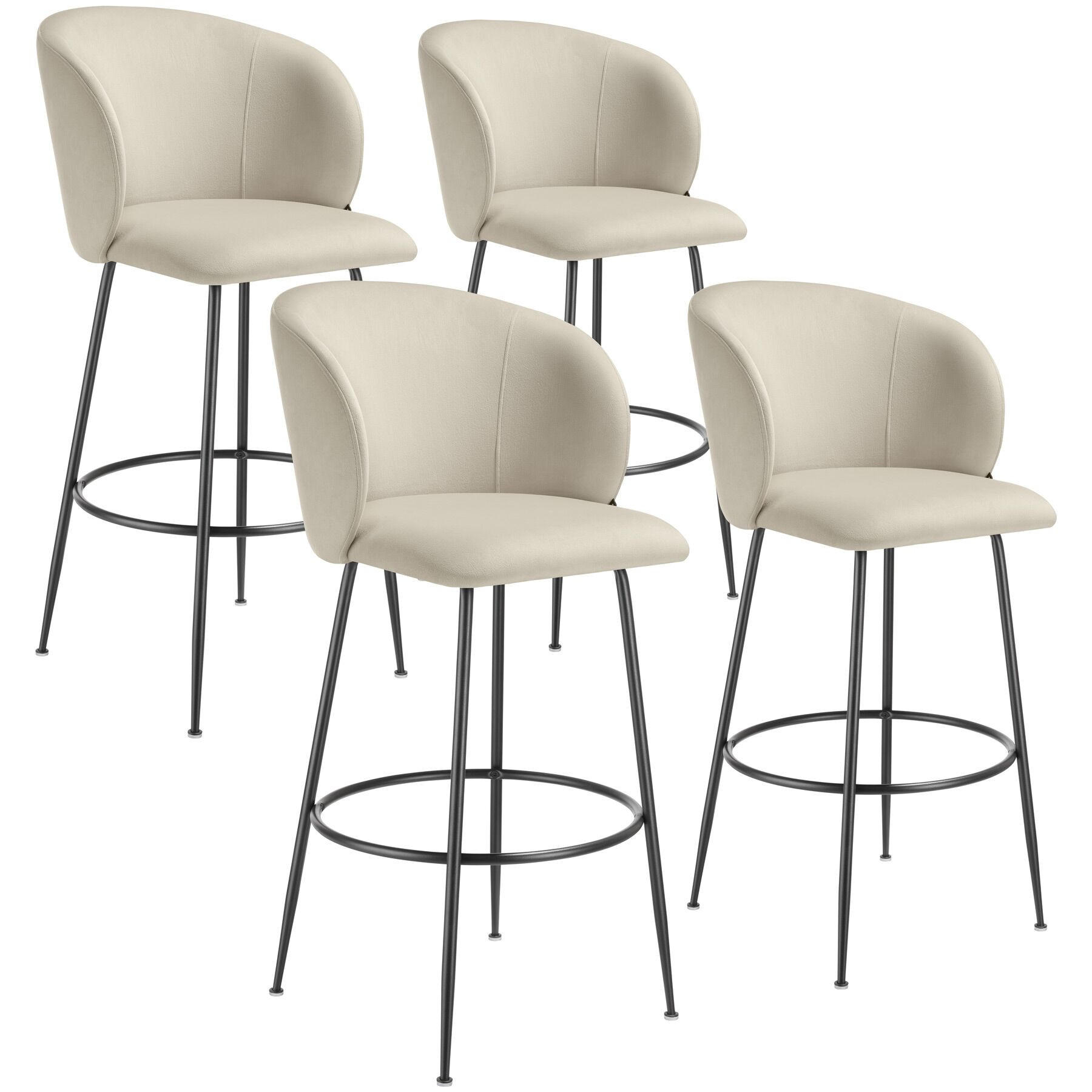 BARSTUHL Luana,51 x 60 x 106 cm, Belastbarkeit 120 kg,creme/schwarz - Creme/Schwarz, Kunststoff (51/106/60cm) - tectake