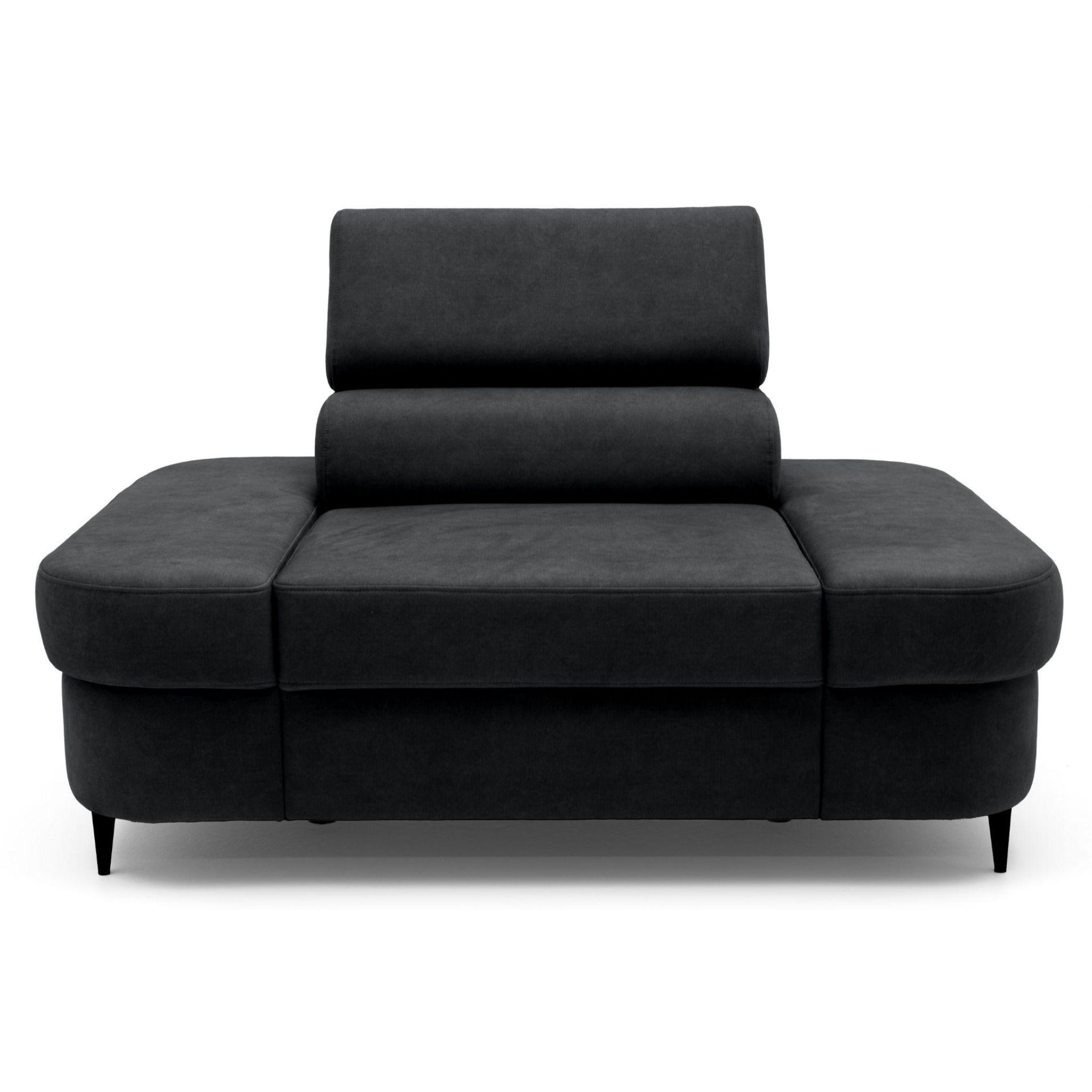 SESSEL PRIAM mit verstellbare Kopfstütze Velours Anthrazit - Anthrazit/Schwarz, Holz/Textil (145/97/105cm) - Muffo