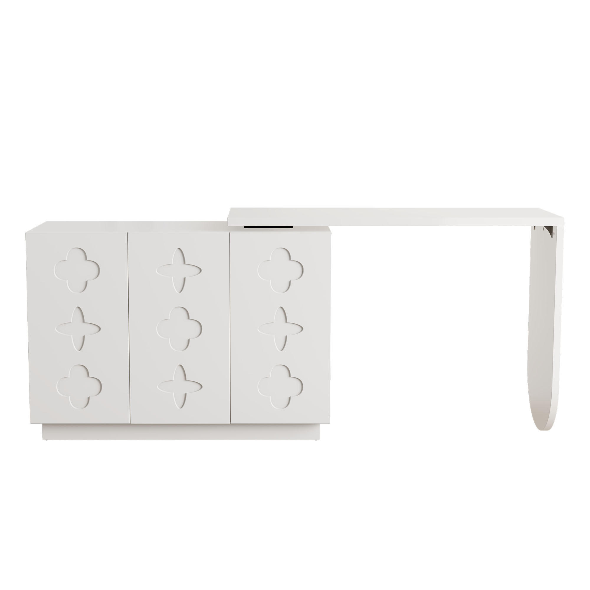 ECKSCHREIBTISCH Weiß 110/40/75 cm drehbar L-Form mit Schrank - Weiß, Holzwerkstoff (40/110/75cm) - PANGIVO