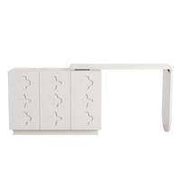 ECKSCHREIBTISCH Weiß 110/40/75 cm drehbar L-Form mit Schrank - Weiß, Holzwerkstoff (40/110/75cm) - PANGIVO