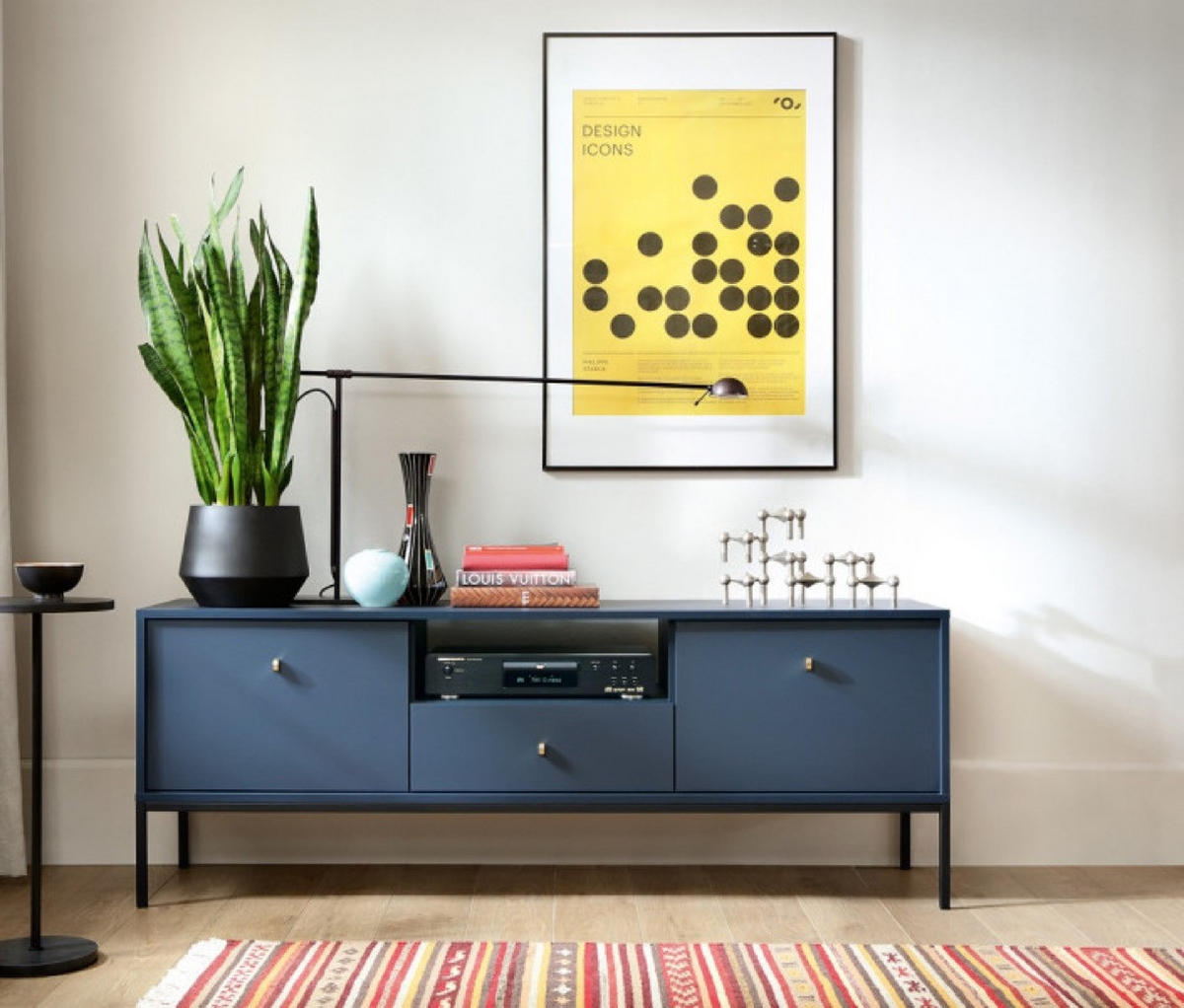 TV-LOWBOARD Granat Monako Ständer Schwarz - Blau, Holzwerkstoff (153.4/56.2/39cm) - Sepro Meble