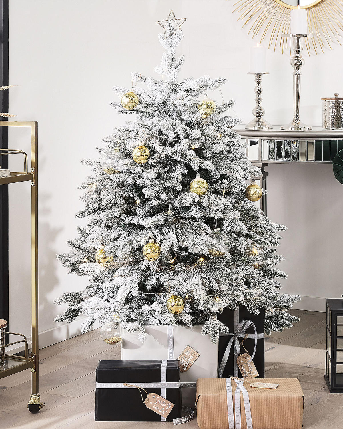 WEIHNACHTSBAUM 120 cm Weiß Foraker - Weiß, Kunststoff (120cm) - Beliani