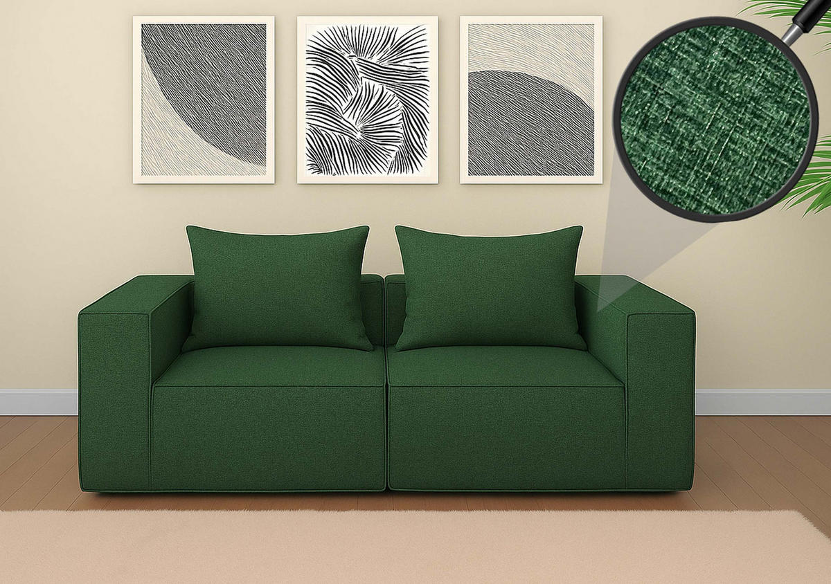 2-SEDEŽNA ZOFANJA Zelena - zelena, tekstil (194/63/97cm) - MCW