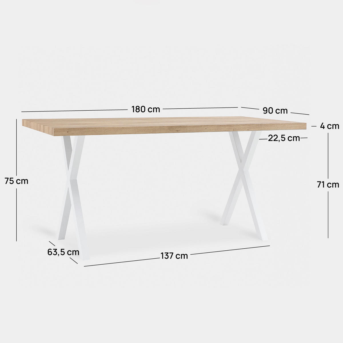 ESSTISCH Parks Weiß 180 cm x 75 cm - Weiß, Holzwerkstoff (90/180/75cm) - Klast Home
