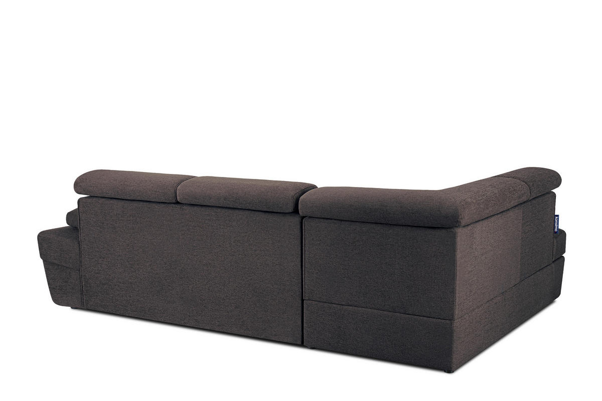 SCHLAFECKSOFA RATLO links 4/5-Sitzer mit Bettkasten, blau/braun - Blau/Silberfarben, Textil (270/190cm) - KONSIMO®