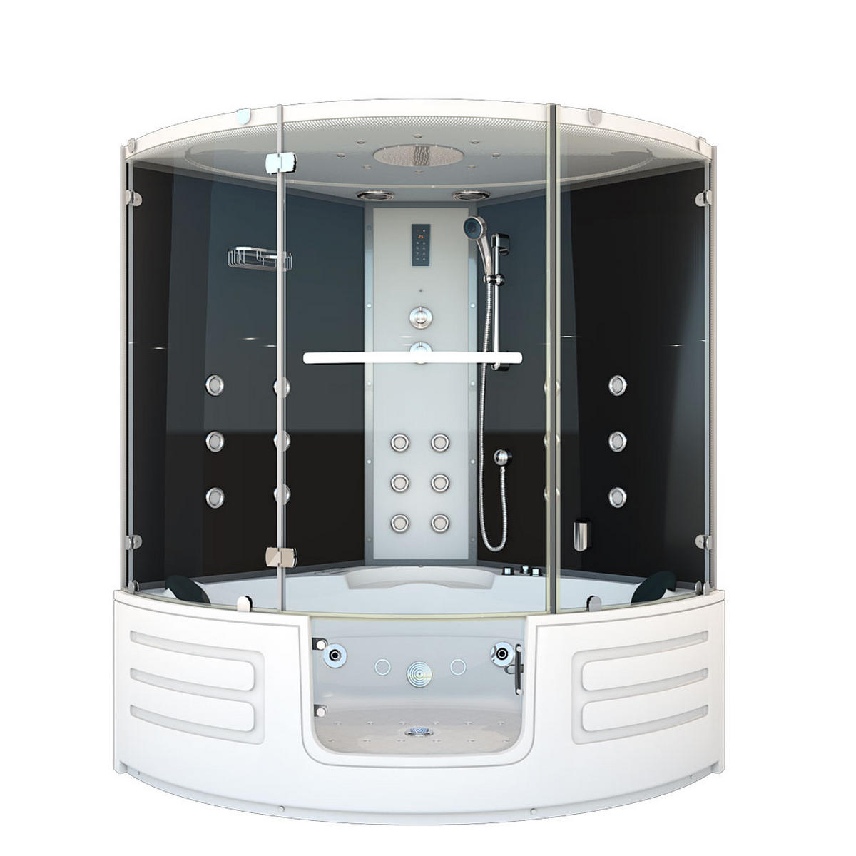 WHIRLPOOL Dampfdusche K70-SW-EH - Schwarz, Glas/Kunststoff (150/217/150cm) - AcquaVapore by Sandra Jentho