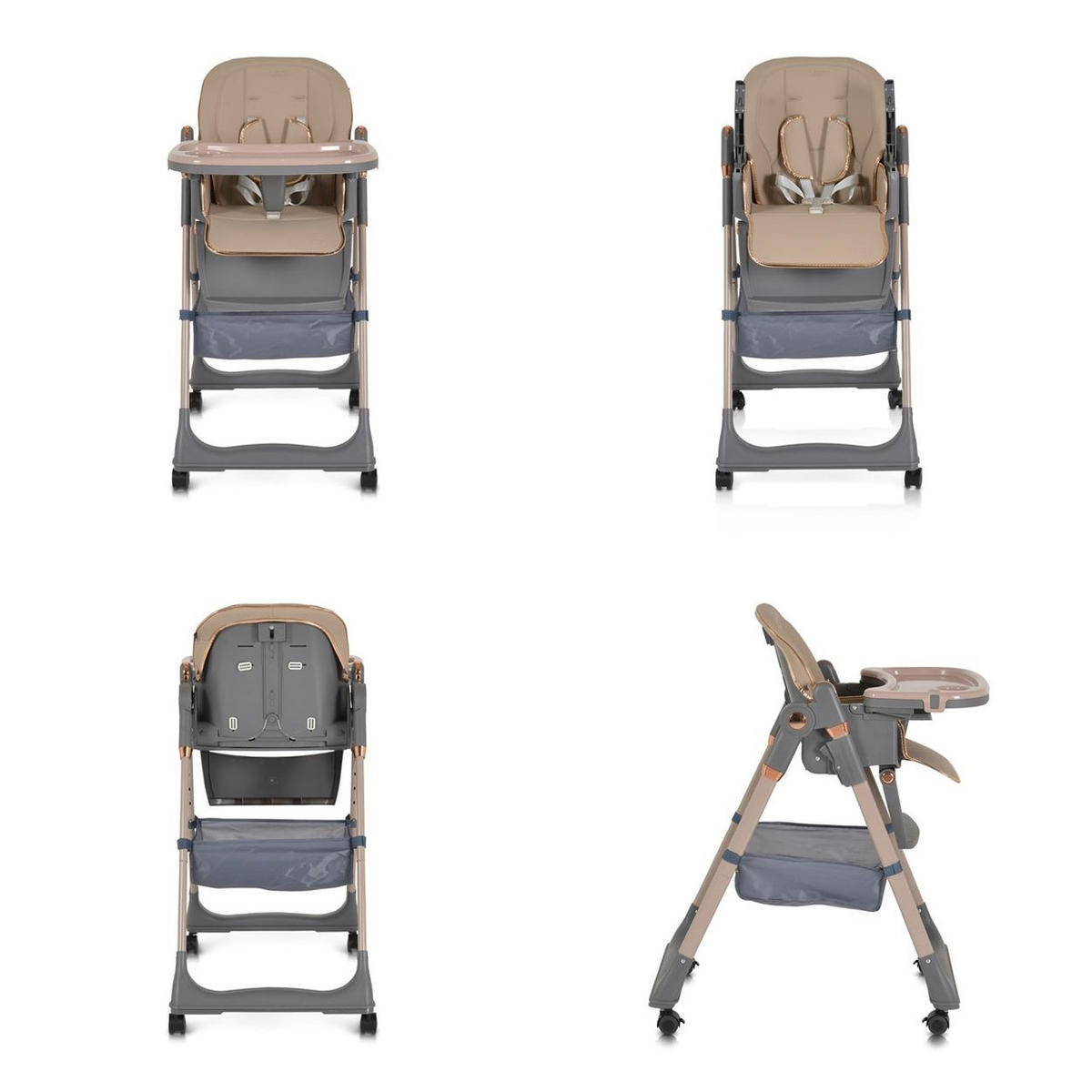 HOCHSTUHL Lindo beige Lätzchen Besteck Räder Korb höhenverstellbar - Beige, Kunststoff (49/100/90cm) - Moni