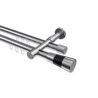 INNENLAUF-GARDINENSTANGEN-SET Prestige Tanara 320 cm (geteilt in 2 x 160 cm), 2-läufig, 20 mm Ø Chrom - Chromfarben/Schwarz, Metall (320cm) - INTERDECO