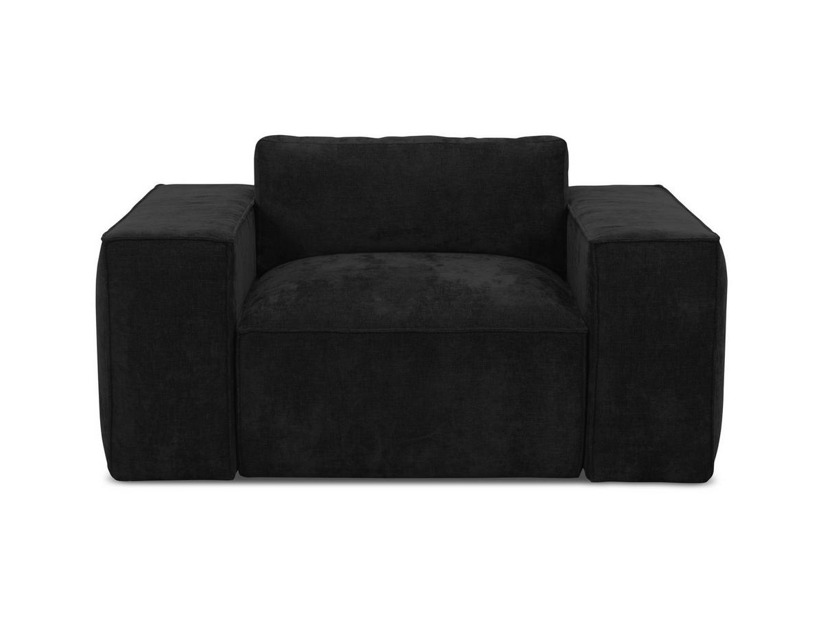 SCHLAFSESSEL Chenille Stoff Schwarz - Schwarz, Holzwerkstoff/Kunststoff (157/81/113cm) - Makamii
