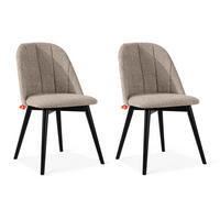 POLSTERSTUHL BAKERI Esstischstühl, 2-er Set, Bouclé - Beige/Schwarz, Holz/Textil (48/86/44cm) - KONSIMO®