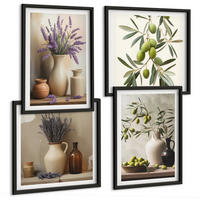BILDER SET 4er Set - 50x50 cm & 40x60 cm Schwarzer Rahmen - Blumen in Vasen als Dekoration - Schwarz, Kunststoff (50/50cm) - TULUP