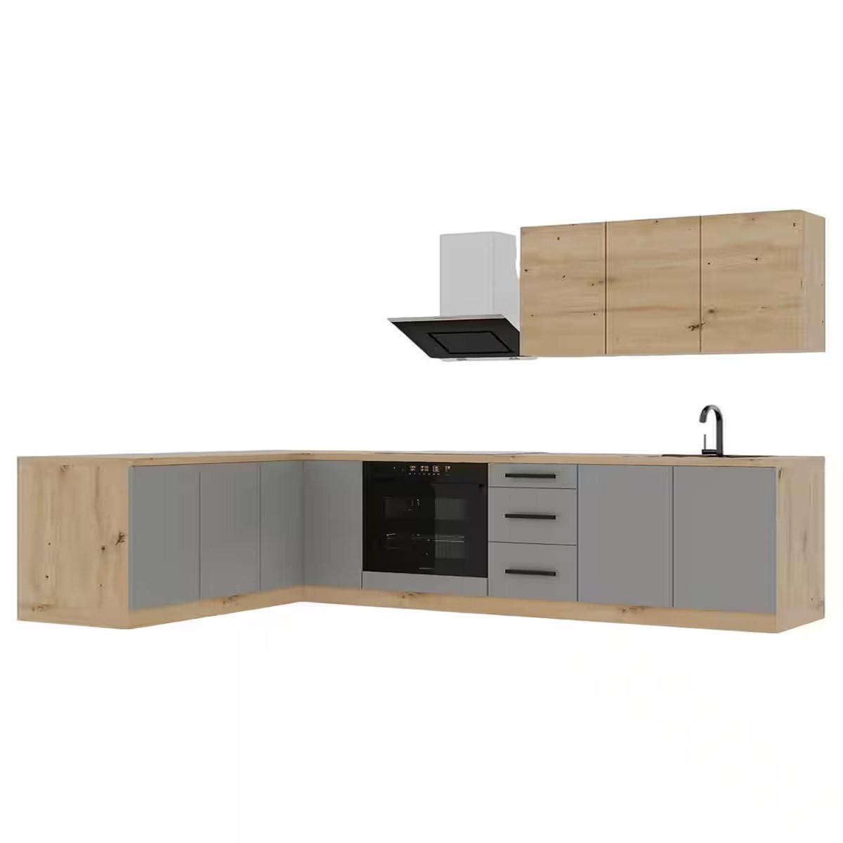 WINKELKÜCHE 270 cm Langen K99-M270 in Beige / Artisan Eiche - Beige/Eiche Artisan, Holz (270/212/170cm)