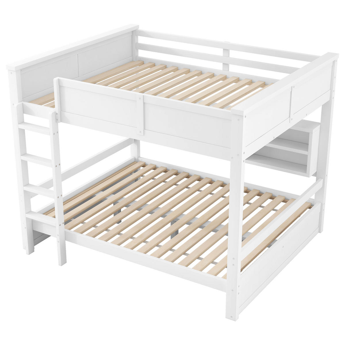 ETAGENBETT 160/200 cm in Weiß mit 6 Schränken und LED - Weiß, Holzwerkstoff (160/200cm) - STILVORA