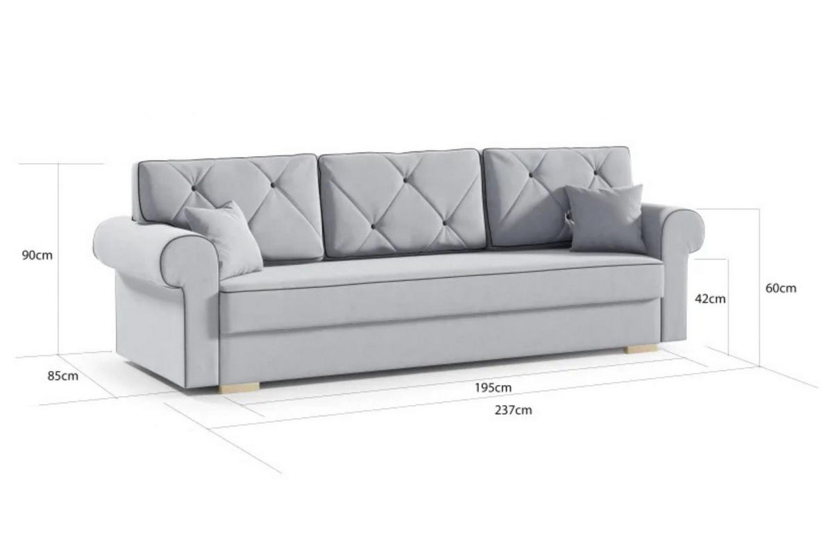 SCHLAFSOFA STAR, Sofa mit Schlaffunktion und Bettkasten, Farbe: Grün, Veloursstoff - Grün, Textil (237/90/85cm) - Sepro Meble