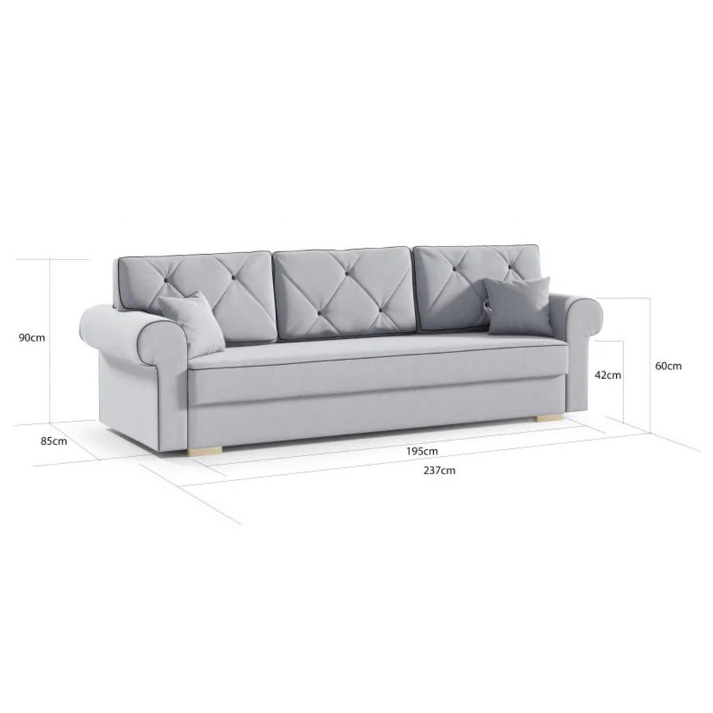 Thumbnail - Sepro Meble Schlafsofa, Grün, Textil, 3-Sitzer, 237x90x85 cm, Wohnzimmer, Sofas & Couches, Schlafsofas