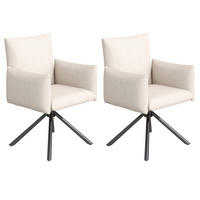 JÍDELNÍ ŽIDLE sada 2 ks, otočné s područkami, sametové čalounění, kovová podnož - béžová, textil (60/88/60cm) - Urban Meuble