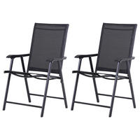 KLAPPSTUHL mit Armlehne 2er-Set Campingstuhl Angelstuhl Metall Schwarz - Schwarz, Metall (64/94/58cm) - Outsunny