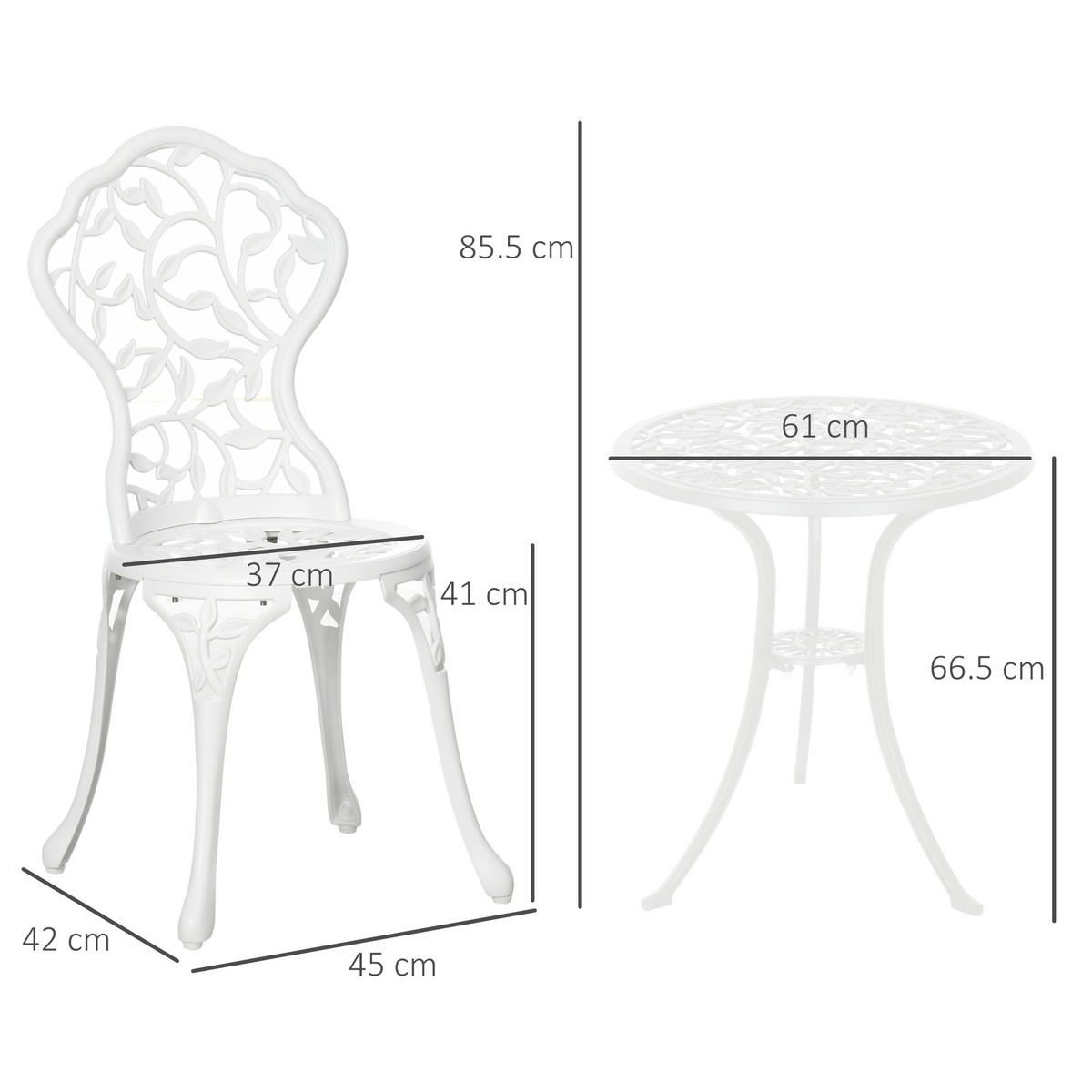 GARTEN-BEISTELLTISCHSET Weiß 3 Stück - Weiß, Naturmaterialien (61/61/66.5cm) - GiPP