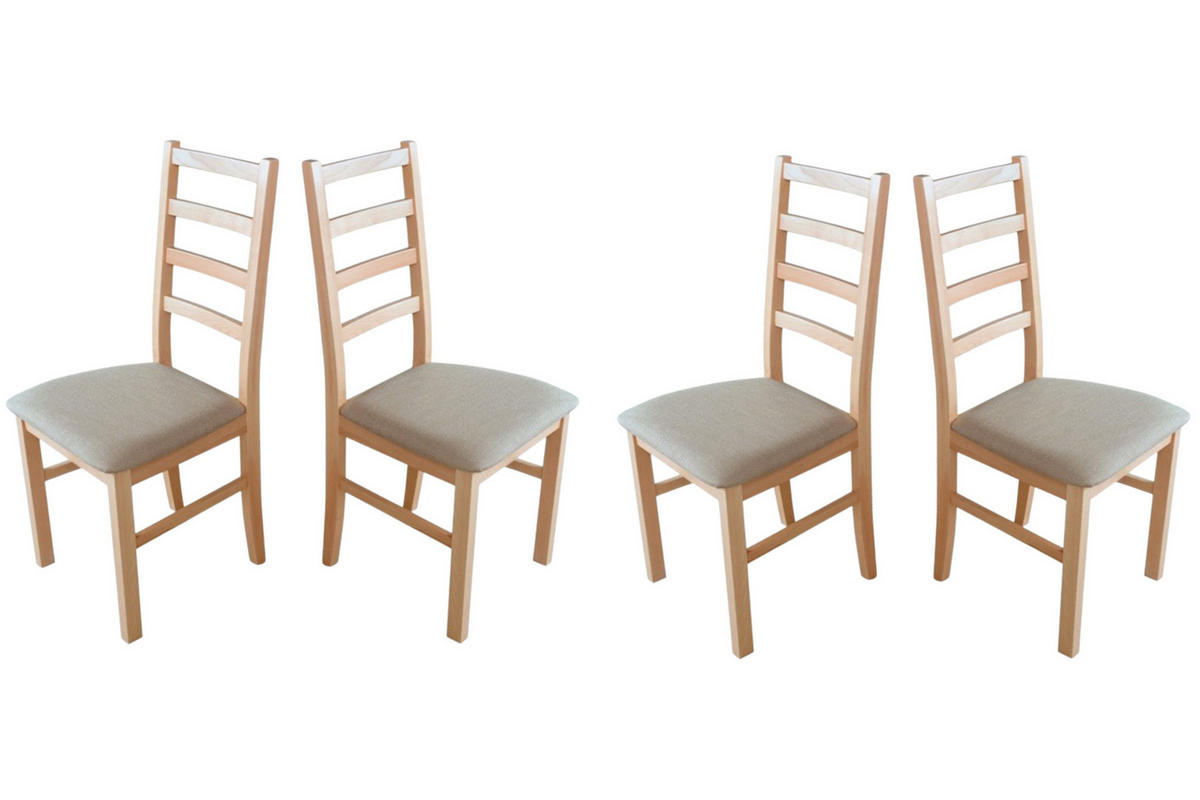 ESSZIMMERSTUHL - Set 4x Nilo 8 , buche, zetta 292 - Beige/Buchefarben, Holz (43/94/40cm) - Leaf Design