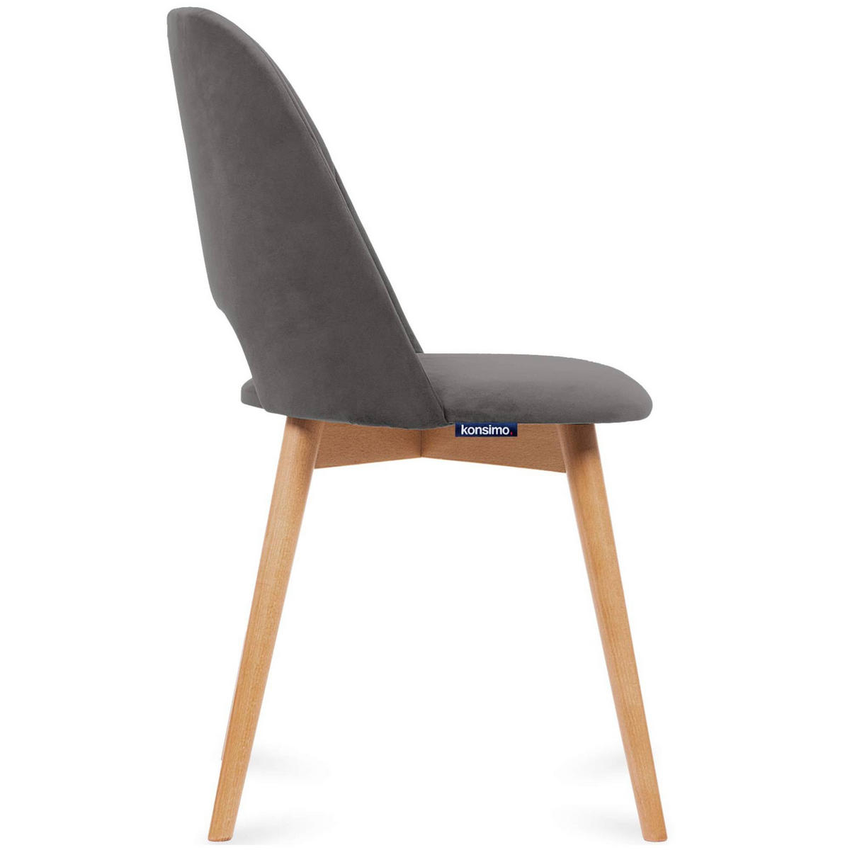 ESSZIMMERSTUHLE TINO 2-tlg Velours-Sitz, Grau - Eichefarben/Grau, Holz/Textil (48/86/44cm) - KONSIMO®