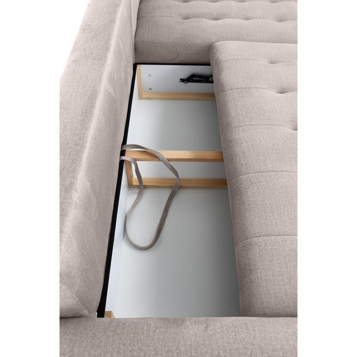ECKSCHLAFSOFA Costa L Taupe rechts - Taupe/Schwarz, Kunststoff/Textil (290/169cm) - Beautysofa