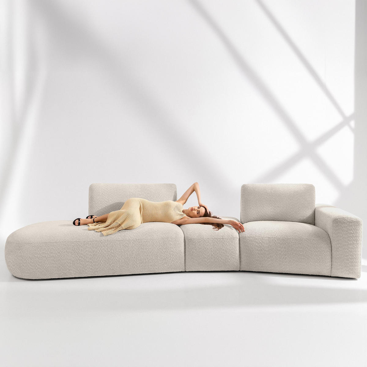 4-SITZER ECKSOFA ZUCCO Boucle links, Beige - Beige, Textil (350/84/105cm) - KONSIMO®