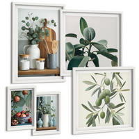 BILDER SET 5er Set - 50x50 cm & 20x30 cm & 40x60 cm Weißer Rahmen - Inspiration Schrei Schädel Eule - Weiß, Kunststoff (40/60cm) - TULUP