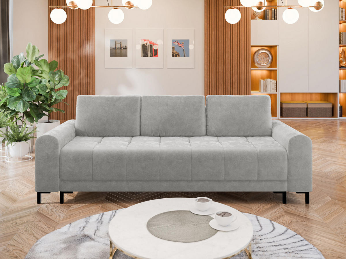 SCHLAFSOFA Aris - Hellgrau/Schwarz, Holz/Textil (238/92/95cm) - MIRJAN24