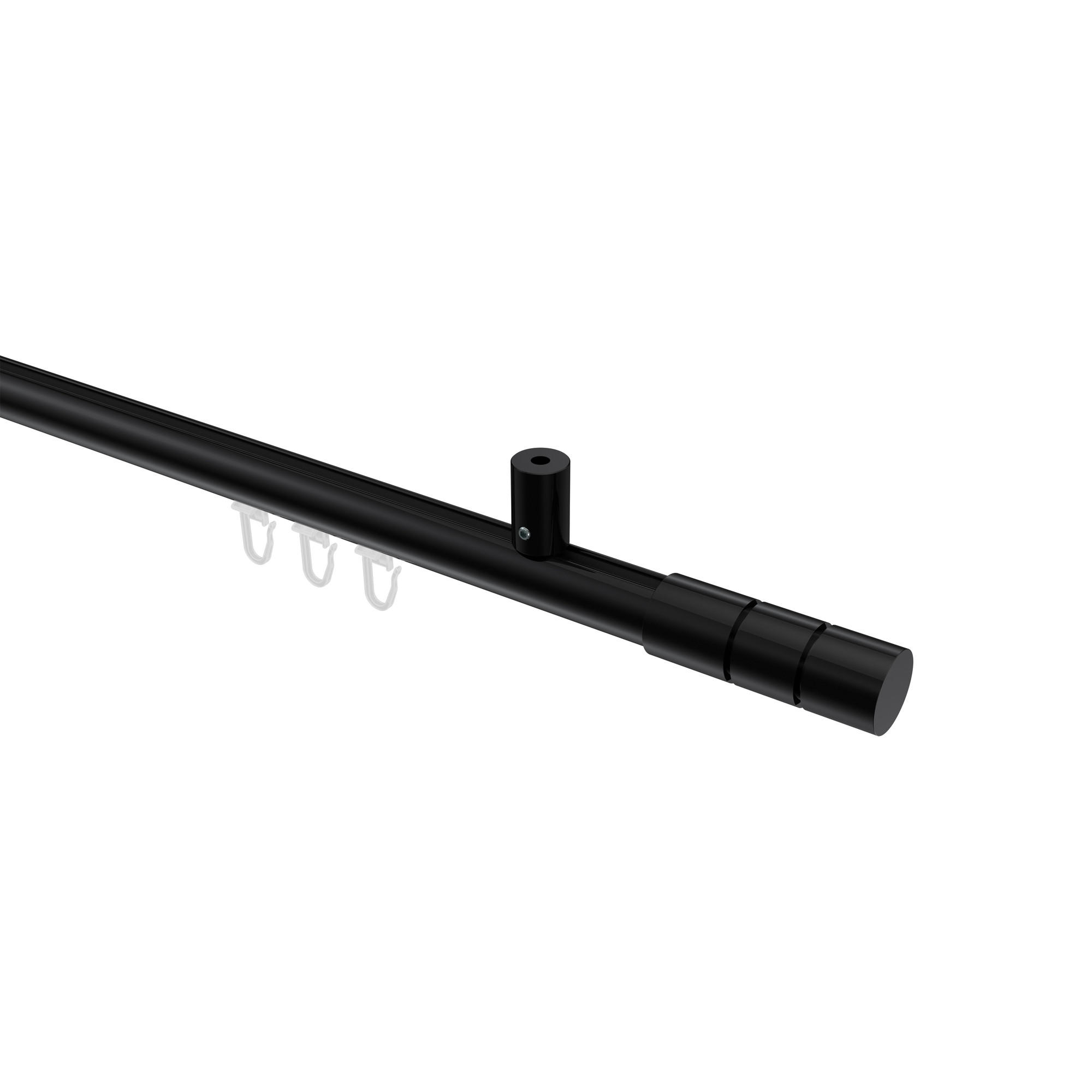 INNENLAUF-GARDINENSTANGEN-SET Sonius Elanto 140 cm, 1-läufig, 20 mm Ø Schwarz - Schwarz, Metall (140cm) - INTERDECO