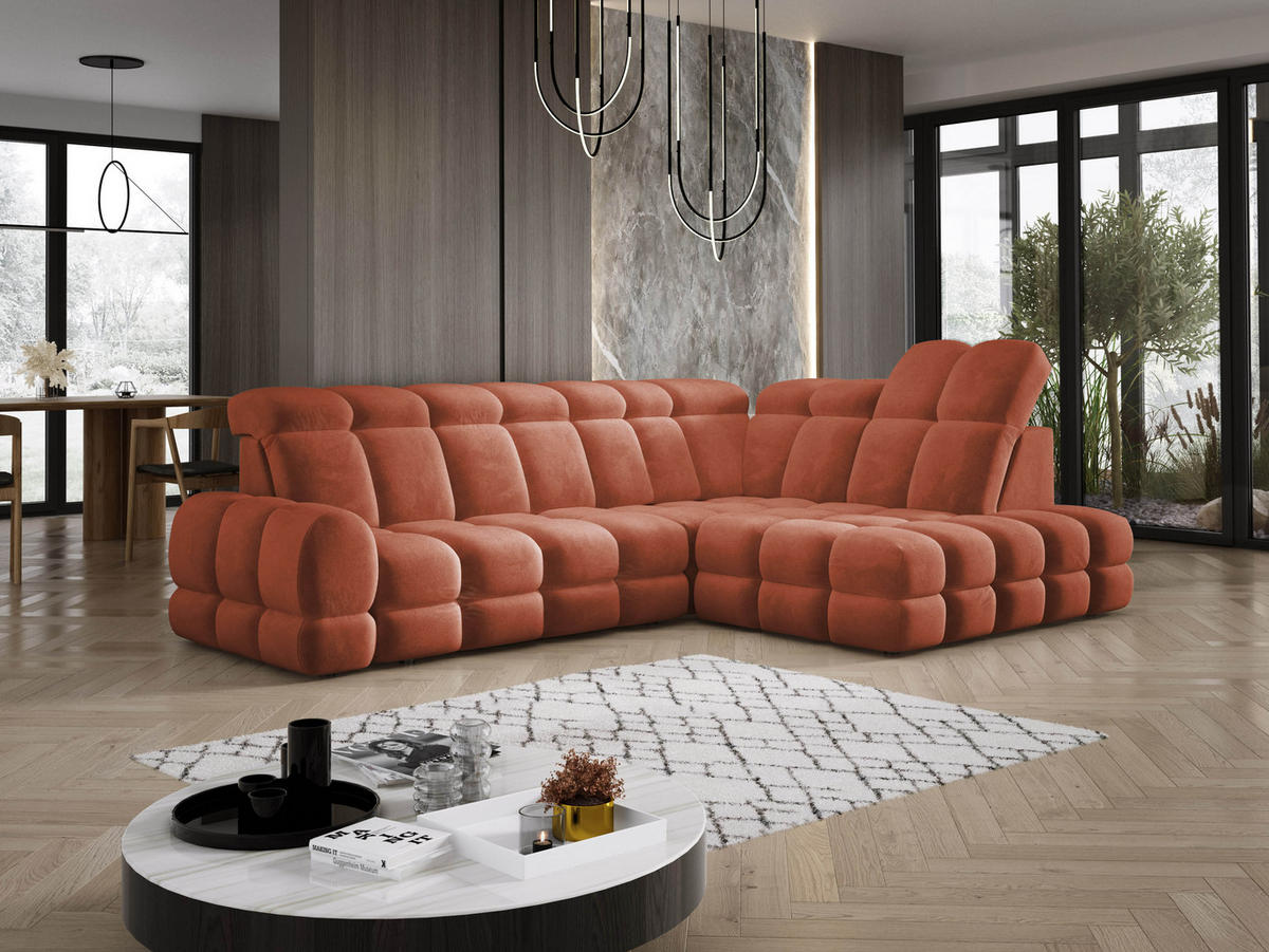 ECKSOFA TOLLO Salvador-stoff L-form 302x217x105 cm rustikal - Wildeiche, Holz/Textil (217/302cm) - DomoHome