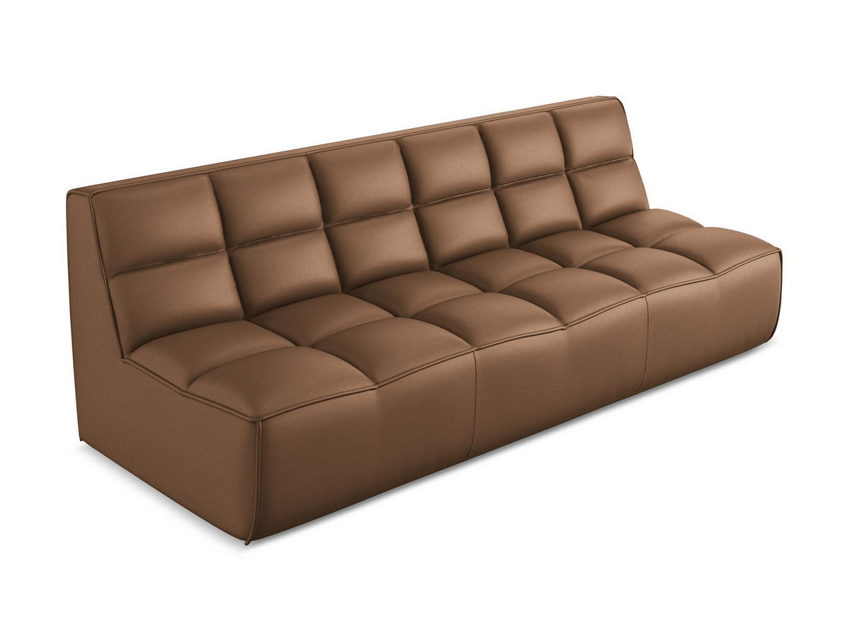 3-SITZER SOFA Kunstleder Braun - Lila/Schwarz, Leder/Kunststoff (210/75/93cm) - Makamii
