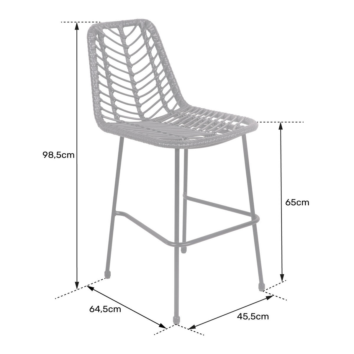 BARHOCKER Oka Schwarz 2er-Set - Schwarz, Kunststoff (45.5/98.5/64.5cm) - Happy Garden