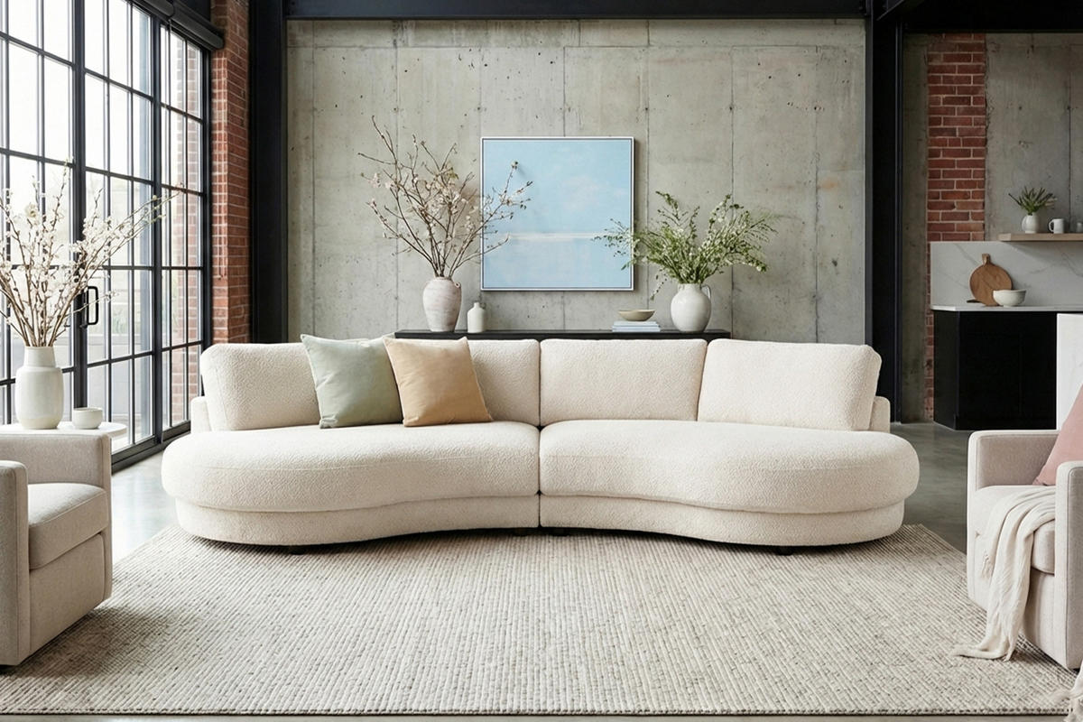 BIG SOFA PADANA Weiß Flachgewebe - Schwarz/Weiß, Kunststoff/Textil (410/86/166cm) - KAWOLA