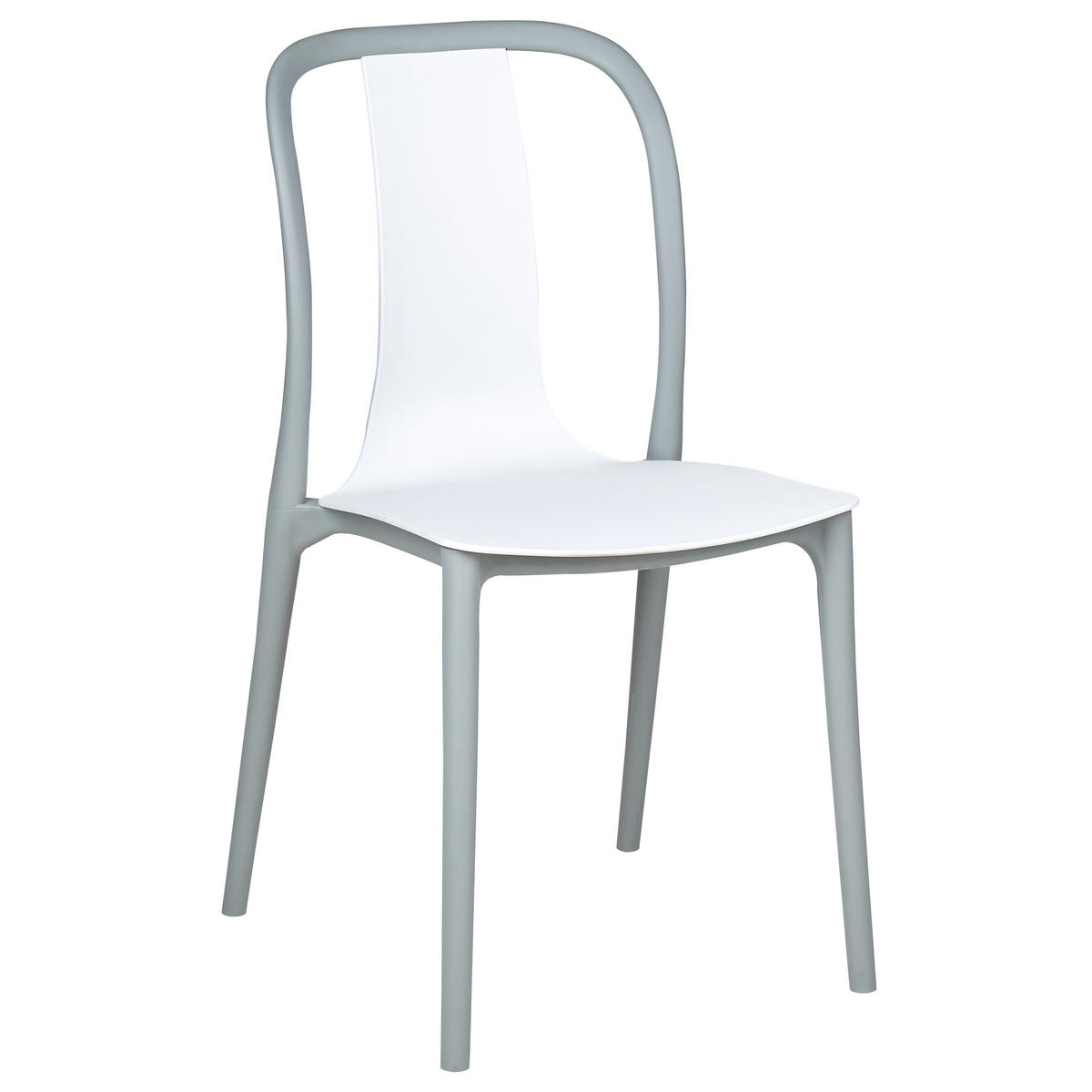 GARTENSTUHL 8er-Set Kunststoff weiß/grau Spezia - Weiß/Grau, Kunststoff (42/89/49cm) - Beliani