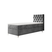 BOXBETT CHESTER P mit Matratze H3, Bonell und Topper 90x200 Monolith 92 - Grau, Textil (120/200cm) - Bedante