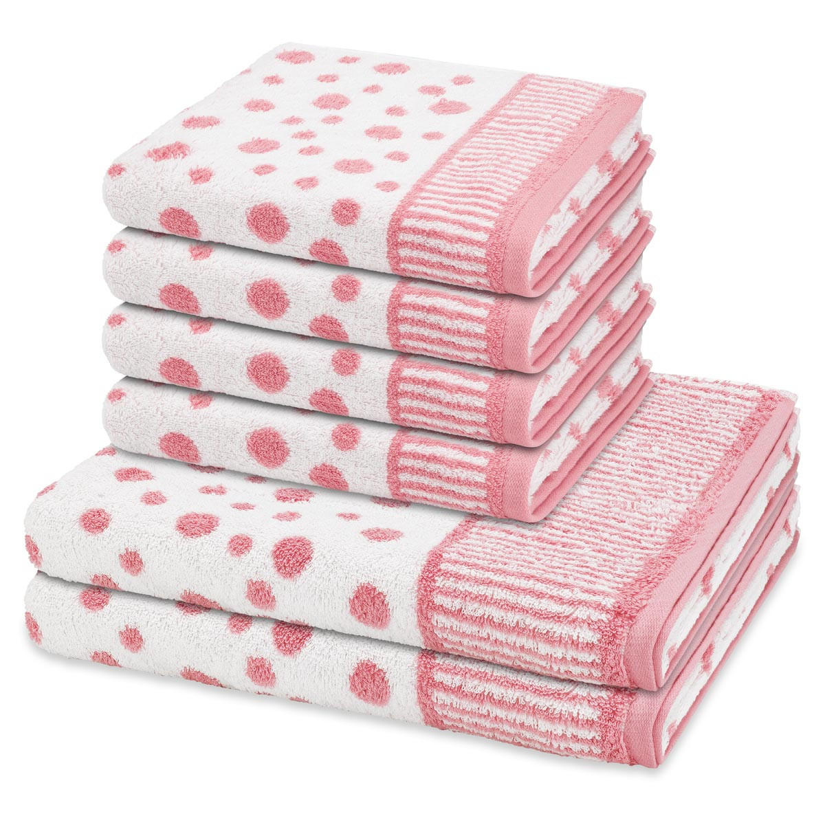 FROTTIERSET Punkte allover 6-teilig - Rosa, Textil (50/100cm) - Ross