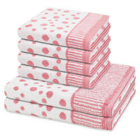 FROTTIERSET Punkte allover 6-teilig - Rosa, Textil (50/100cm) - Ross