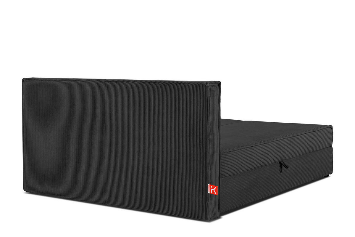 BOXSPRINGBETT ROTI mit Stauraum, dunkelgrau - Dunkelgrau/Schwarz, Holz/Holzwerkstoff (180/200cm) - KONSIMO®